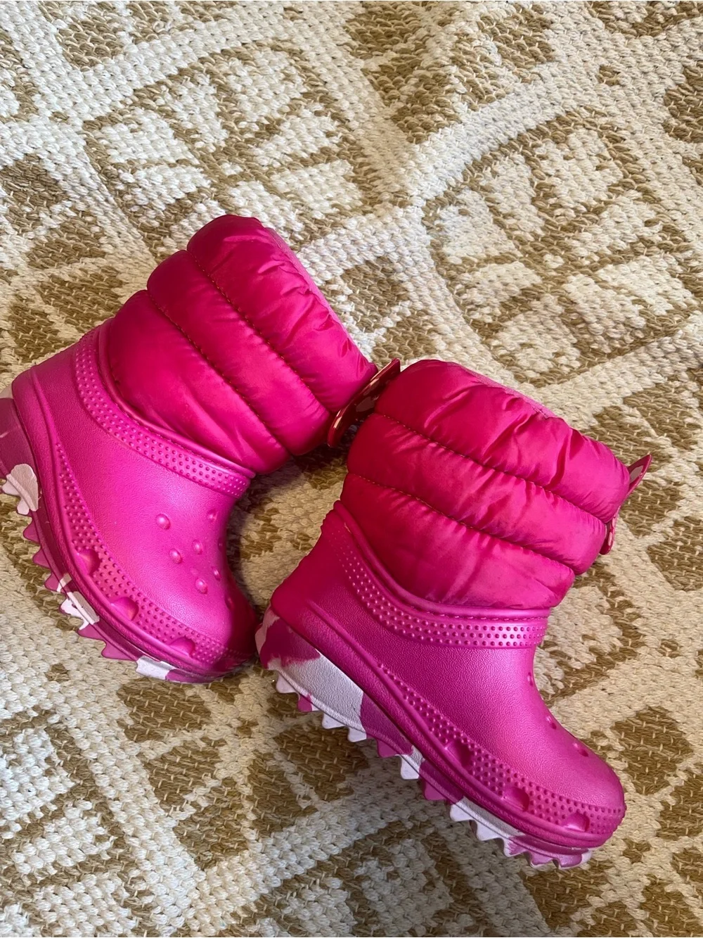 CROCS Kids Pink Puffer Winter Boots